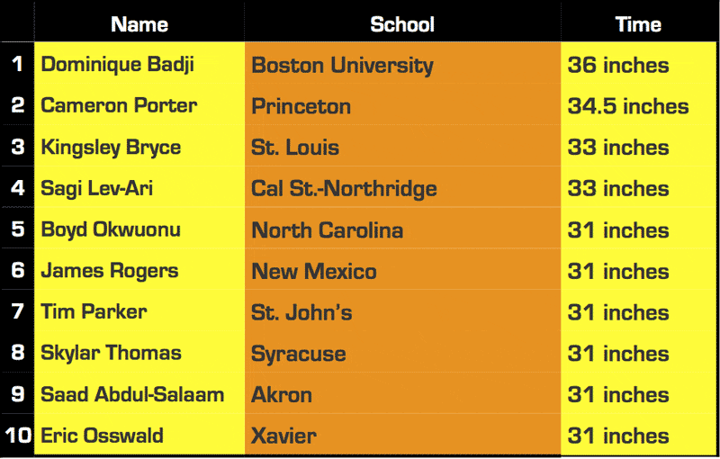 Vertical Jump Chart