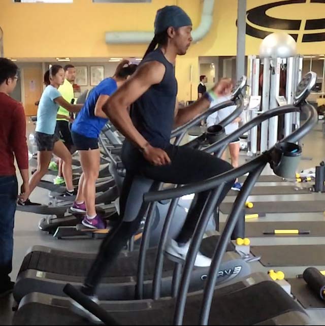 Figure 1. Aries Merritt on a Woodway Curved Treadmill.