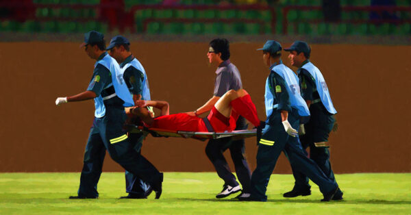 Injured Soccer Athlete on Stretcher